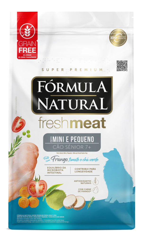 Ração Fórmula Natural Super Premium Fresh Meat Cão Sênior Portes Mini e Pequeno SaborFrango, Tomate e Chá Verde: Peso 12,1kg (cópia)